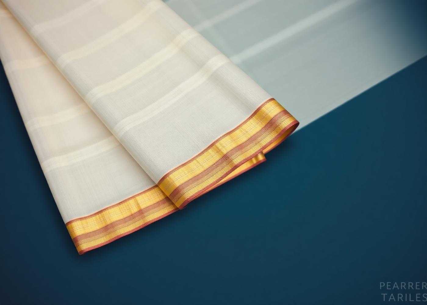 Balaramapuram kasavu handloom fabric with gold zari border